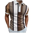 thumbnail image 1 of BOBOGOJP Polos pour Hommes Décontractés à Manches Courtes, Col à Carreaux, Polo avec Poches (Coffee,L), 1 of 5