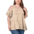thumbnail image 1 of CHUANK Women‘s Plus Size Cold Shoulder Tunic Top Summer Short Sleeve Blouse, 1 of 7