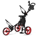 thumbnail image 1 of Goplus Chariot de Golf Pliant à 3 Roues avec Siège, Tableau d'Affichage, Poignée Ajustable, Rouge, 1 of 10
