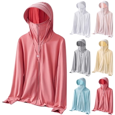 Frostluinai Chandail à Capuchon de Protection Solaire UPF 50+ pour Femmes à Fermeture Éclair, Manches Longues, Cordon de Serrage, Chandails de Soleil, Grande Taille, Vestes Sport Unies pour la Plage et le Voyage