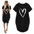 thumbnail image 5 of Pisexur Robe Maxi pour Femme Grande Taille Été Décontractée à Imprimé Cœur à Manches Courtes Col Rond Ample Unie Chemise de Nuit Plissée Robe de Sommeil Confortable avec Poches, 5 of 5