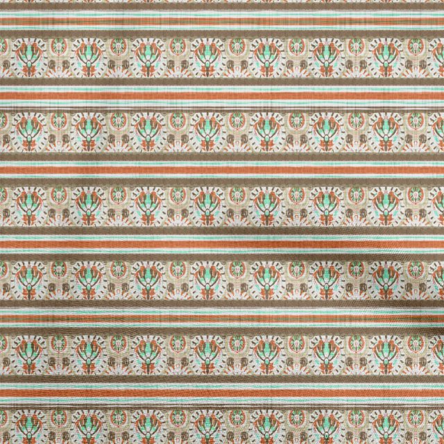 oneOone Cotton Flex Orange Fabric Asian Ornamental Tile Craft Projects Decor Fabric Printed By The Yard 40 Inch Wide