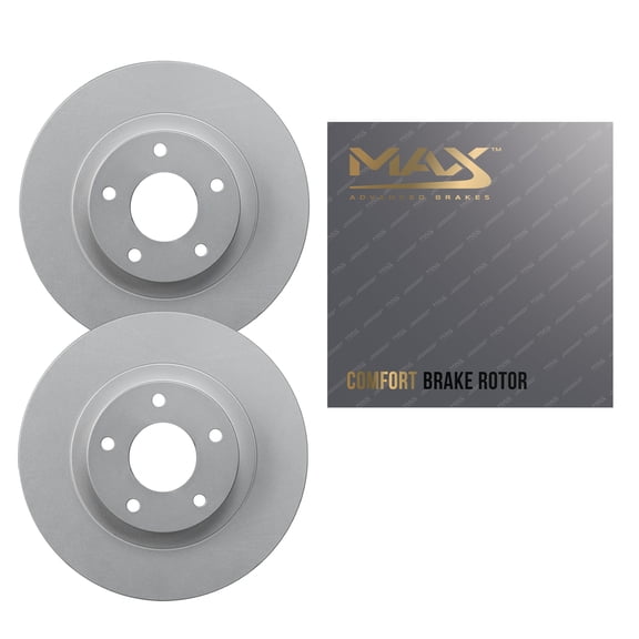 Max Advanced Brakes - Front Brake Rotor Set for 2012-2018 Toyota Yaris, Geomet Coated OE-Style Front Rotors, Daily Upgrade