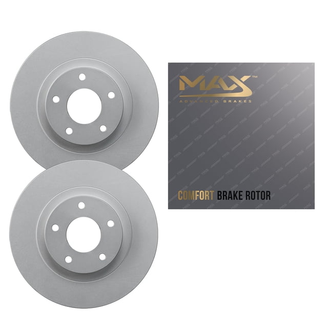 Max Advanced Brakes - Front Brake Rotor Set for 2001-2006 Chevy Silverado 1500 HD; GMC Sierra 1500 HD, Geomet Coated OE-Style Front Rotors, Daily Upgrade