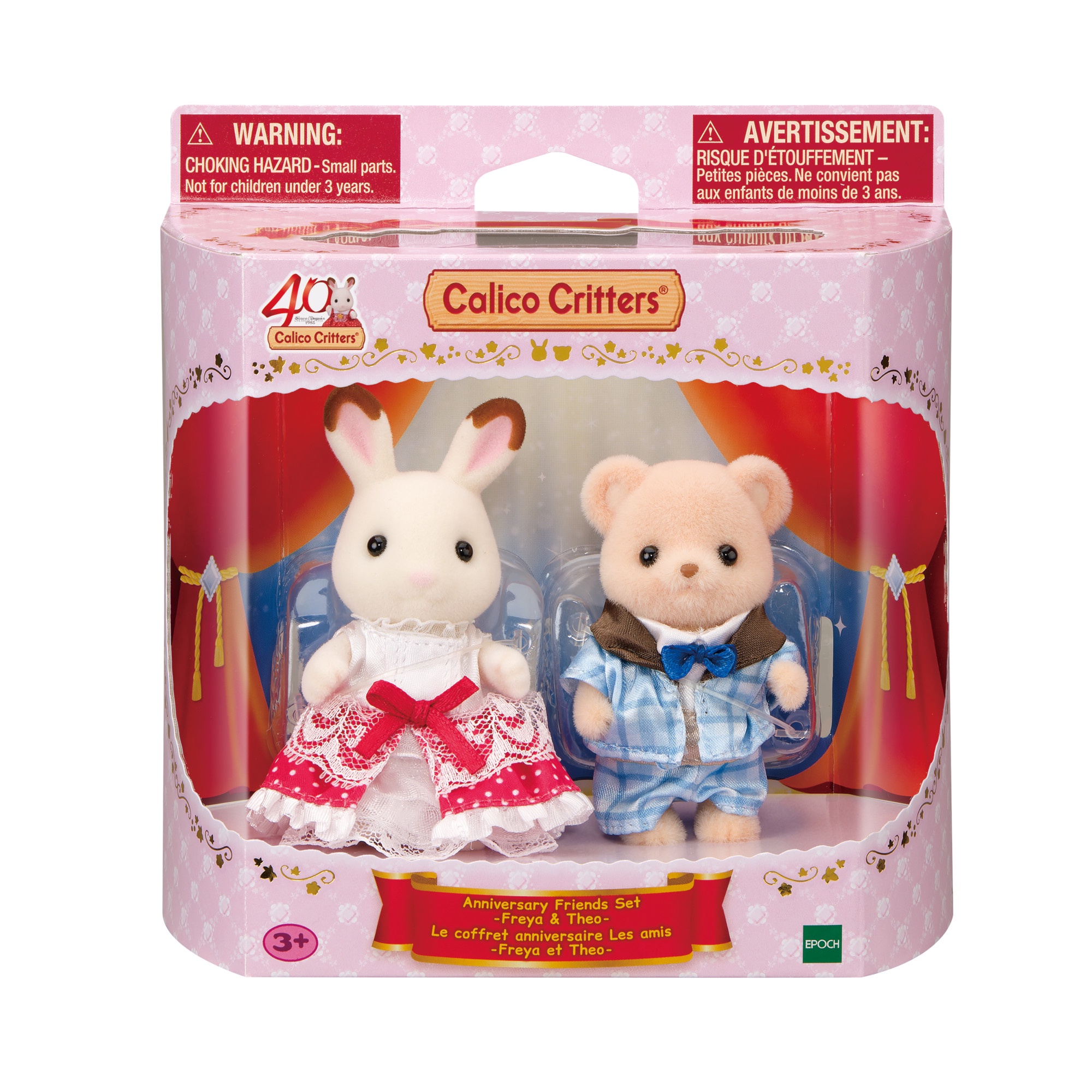 Set Friends Anniversaire de Calico Critters - Freya & Theo, 40e édition anniversaire, 2 figurines poupées de collection