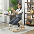 thumbnail image 2 of HOMCOM Ergonomic Kneeling Chair, Wood Kneel Stool, Cream White, 2 of 10
