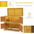 thumbnail image 4 of PawHut Wood Rabbit Hutch with 2 Large Main House, Ramp, Trays, Yellow, 4 of 10