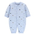 thumbnail image 1 of MeetoTime Baby Clothes Cotton Jumpsuits Buttons V-Neck Long Sleeved Long Newborn Infant Rompers Crawling Clothes, 1 of 4