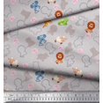 thumbnail image 2 of Soimoi Poly Georgette Fabric Floral & Cute Animals Cartoon Decor Fabric Printed Yard 52 Inch Wide, 2 of 3