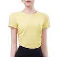 thumbnail image 2 of T-Shirt pour Femme, Haut Décontracté à Manches Courtes et Col Rond, Mélange Doux Extensible Polyester Spandex pour le Quotidien, 2 of 3