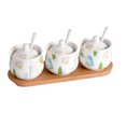 thumbnail image 1 of Ceramic Sugar Bowl With Lid, Porcelain Sugar Pot With Spoon, Small Salt Pot, Storage Jar , For Coffee Bar, Restaurant-Flower-3 Set, 1 of 8