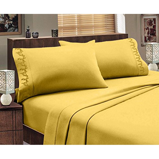Hotel Luxurious, 1800 Series, 4pc Sheet Set Branch (Full, Gold)