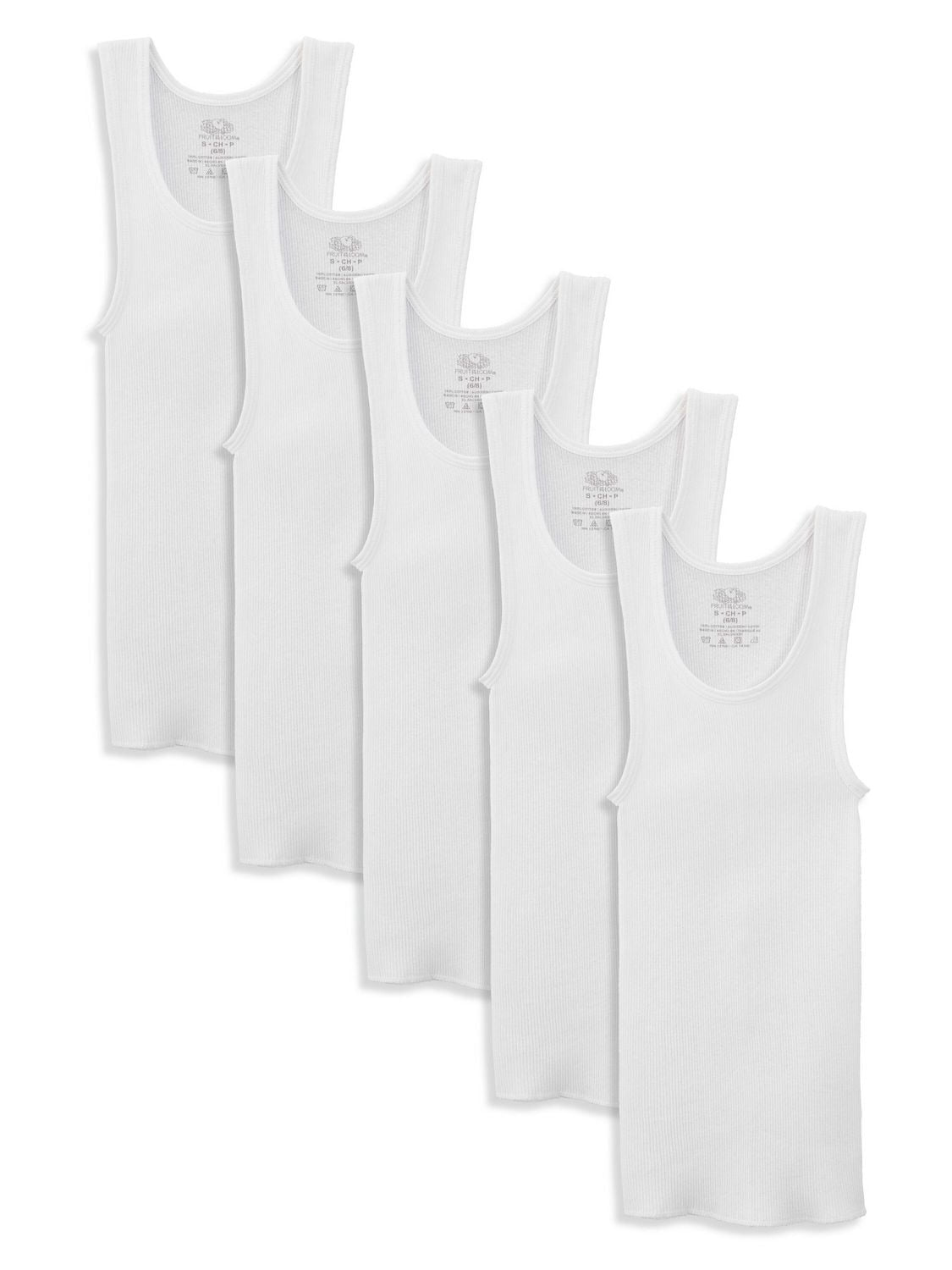 Fruit of the Loom Boys' White A-Shirts, 5-Pack