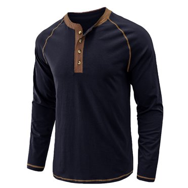 Chemise à Manches Longues pour Hommes Chandail à Boutons Chemise de Base à Manches Longues T-Shirt Col Rond Haut Chandail pour Hommes Chandail pour Hommes Veste Chemise à Manches Longues