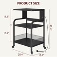 thumbnail image 3 of EDTara Chariot d'Imprimante Industriel à 3 Niveaux sur Roulettes, Support d'Imprimante Gris avec Prises de Courant, Chargement USB, Tablette de Rangement Ajustable et Cadre en Métal, 3 of 8