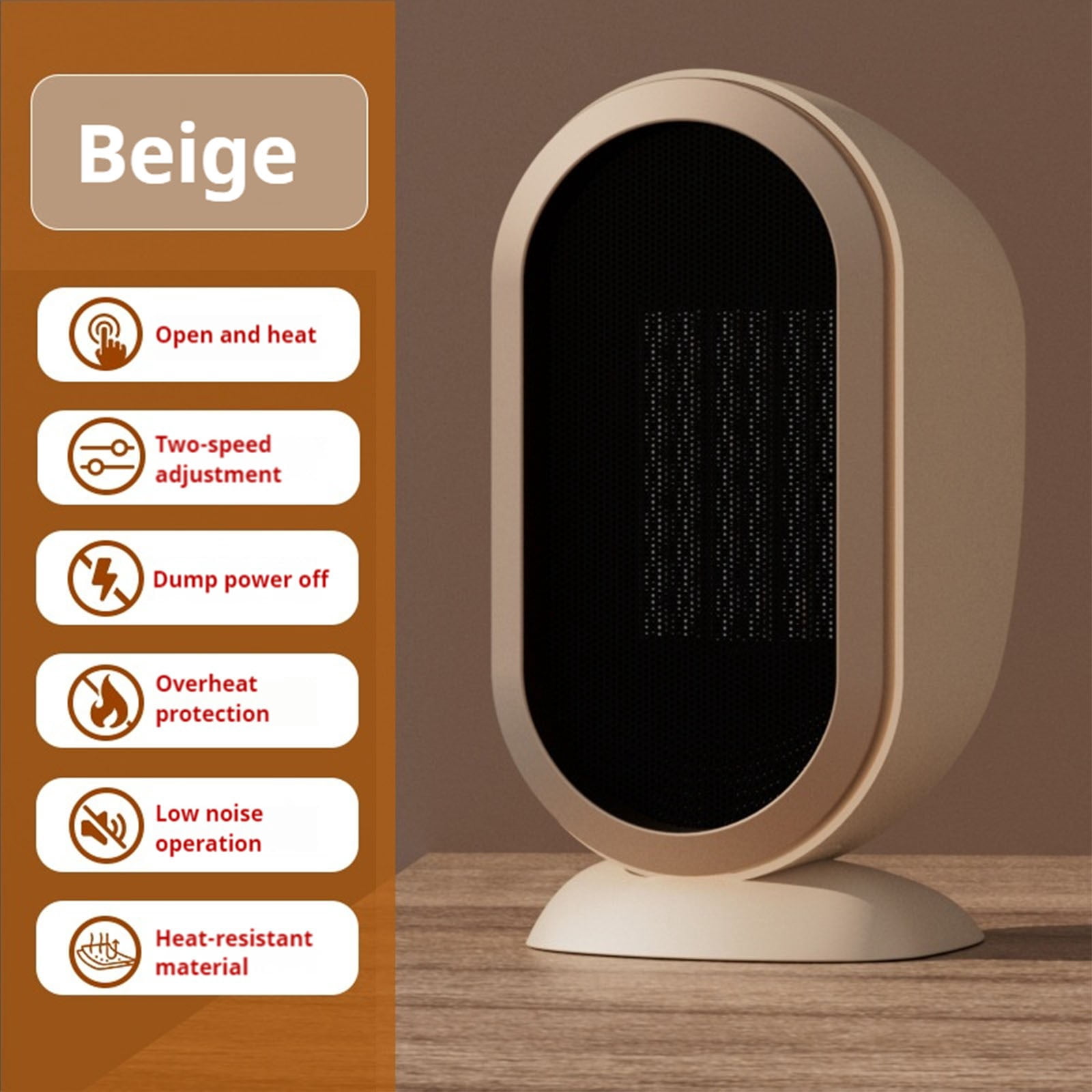 Small Space Heater For Indoor Use Ceramic Space Heater Portable Heaters Fan For Office Bedroom With Thermostat 1200W