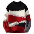 thumbnail image 1 of Pisexur Sweaters Men Soft and Comfortable Fall Sweaters Men Casual Printing Round Neck Solid Color Long Sleeve Striped Knit Sweater Red,M, 1 of 3
