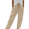 thumbnail image 1 of FNFYFH Clearance Women's Stylish Linen Pants Elastic Waist, 1 of 5