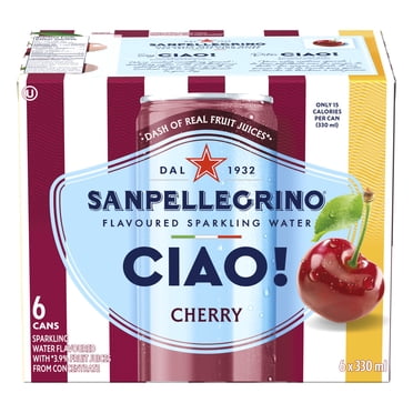 San Pellegrino CIAO! Cherry Flavoured Italian Sparkling Water, Dash of Real Fruit Juice 6x330ml
