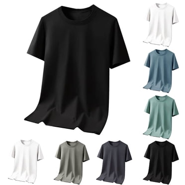 Men's Casual Fashionable Breathable Sweatshirt Solid Color Half Sleeve Round Neck Pullover Top for Streetwear Loungewear Daily Wear Gym Workout Lightweight Comfortable | IhhxPro,White L