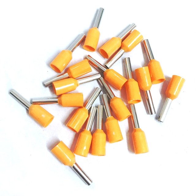 1000pcs VE1008 Tubular Wire Cold Pressure Connector Electrical Terminals Cable Crimps Wire Ferrules For 0.5mm2, 22 AWG Wire VE1008 - (Color: VE1008, Pins: Orange)