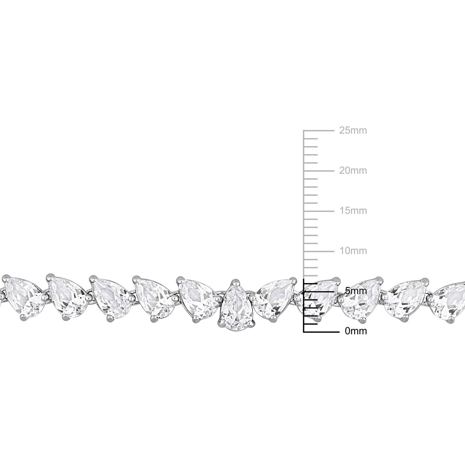 Collier tennis en forme de goutte Miabella avec 39 Carat PBT de Saphir Blanc Synthétique en Argent Sterling