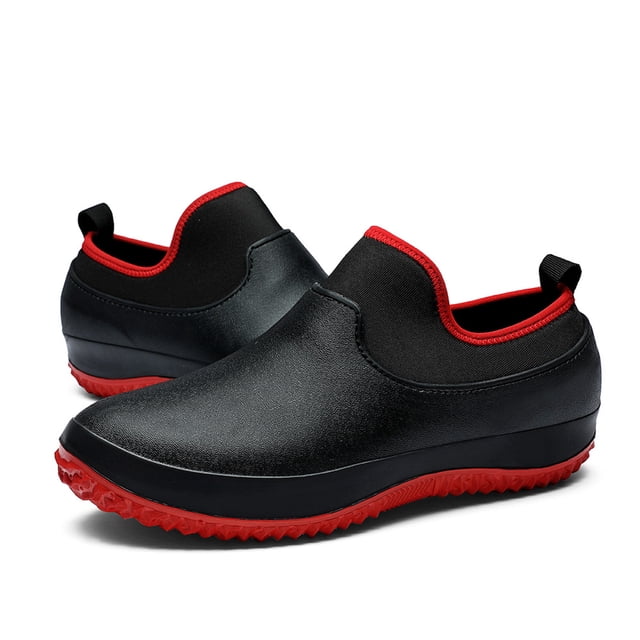 Mens Non Slip Food Service Chef Shoes EVA Waterproof Slip-On Garden Work Walking Shoes for Kitchen Restaurant