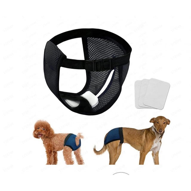 EGNMCR Pet Reusable Diapers Mesh Washable Sanitary Wraps Menstruation Female Dog Diapers Dog Period Panties With 3 Replace Diapers For Pet Incontinence For Every Size Reusable Diapers