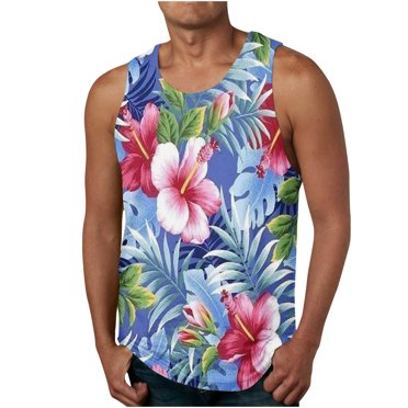 EGNMCR Débardeurs Homme Débardeur Hawaïen 3D Imprimé Non Positionné Débardeur Décontracté Sport Sans Manches T-shirt Débardeur/chemise Blouses