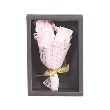 3 Rose Soap Flower Bouquet Gift Box, Handmade Scented Bloom Present for Mother's Day, Women, Wedding Party Decor, Fragrant Home Centerpiece