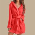 thumbnail image 4 of Gift TIMIFIS Red Womens Robe Plush Soft Robe , Warm, Fleece Bathrobe Winter Warm Pajamas Shower Nightgown pring/Summer, 4 of 6