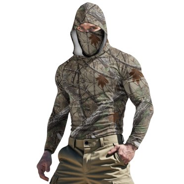 Haut Unisexe d'Été Décontracté Camouflage à Manches Longues avec Capuche en Soie Glacée, Écran Solaire Frais, Protection Solaire avec Écran Facial