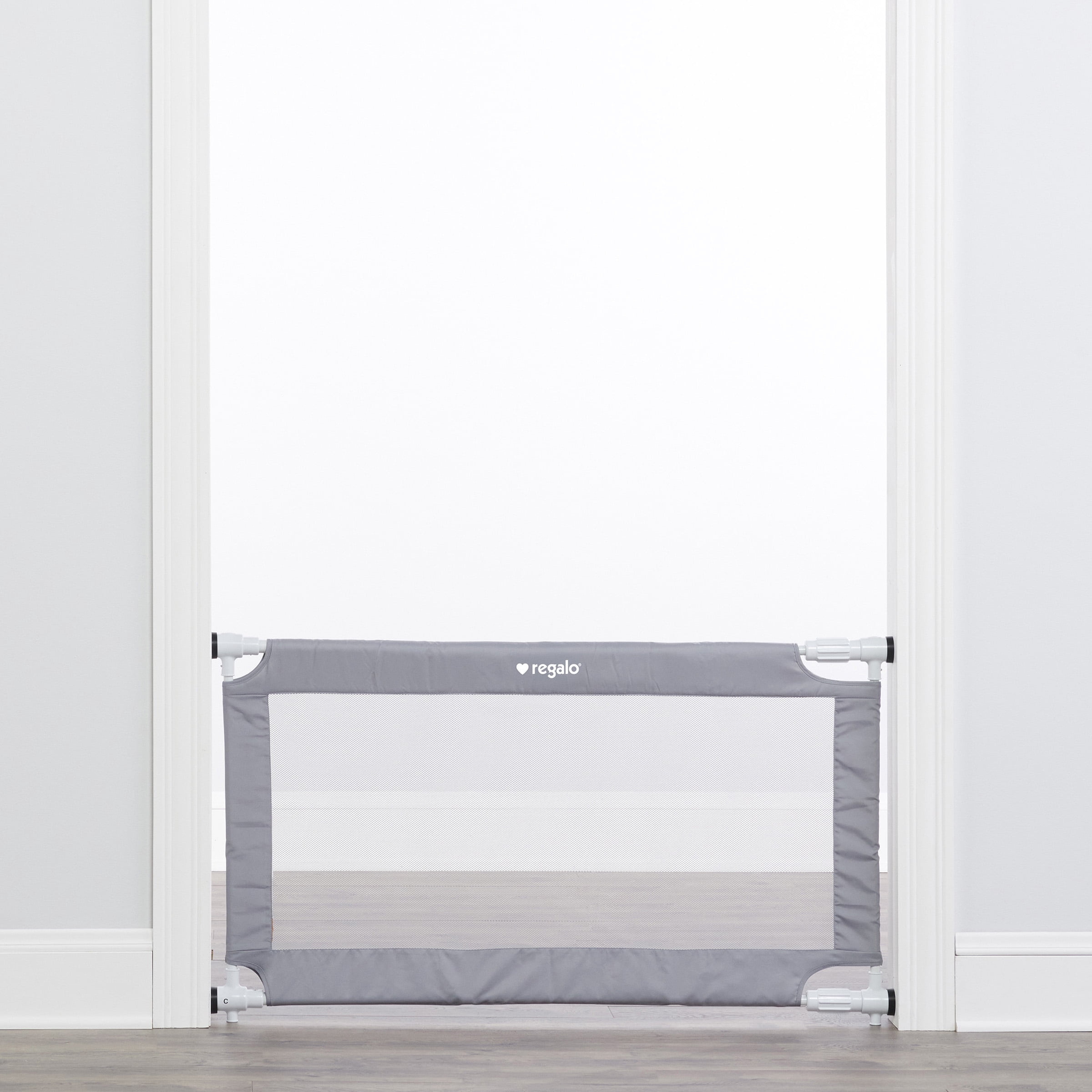 Regalo Barrière de Sécurité Bébé et Animaux Extensible 50" – Barrière Gris à Fixation Sans Perçage pour Portes ou Couloirs, Convient pour Ouvertures de 27,5 à 50 po