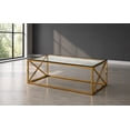 thumbnail image 3 of TABLE BASSE K-LIVING PALMA AVEC PLATEAU EN VERRE TRANSPARENT ET BASE EN ACIER INOXYDABLE POLI OR, 3 of 6
