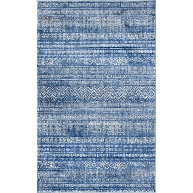 Unique Loom Tapis à Rayures Géométriques Helios 5' x 8' Rectangle Bleu Marine/ivoire