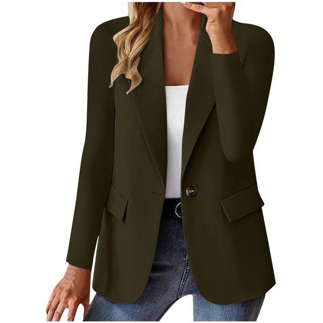 ManxiVoo Professional Womens Blazer Cardigan Open Front Lightweight Office Wear Versatile Spring Layering Piece XXXL Size Coffee