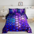 thumbnail image 2 of Erosebridal Kids Geometry Bedding Full Comforter Set, Purple Blue Down Comforter, Bling Galaxy Decor, Reversible 3pcs, 2 of 7