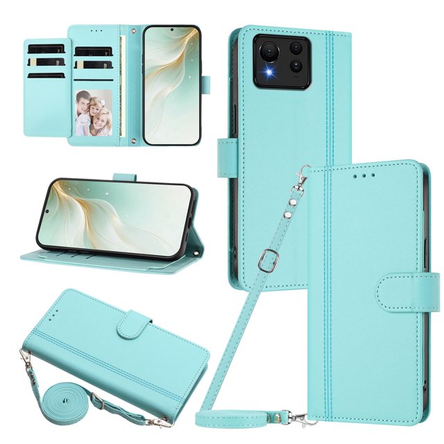 Book Style Wallet Cover for ASUS Zenfone 11 Ultra, Soft PU Leather, Light Green