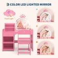 thumbnail image 1 of AKDSteel Kids Vanity Table & Chair Set with Mirror and Lights,White Makeup Desk with Drawer & Shelves, 1 of 7