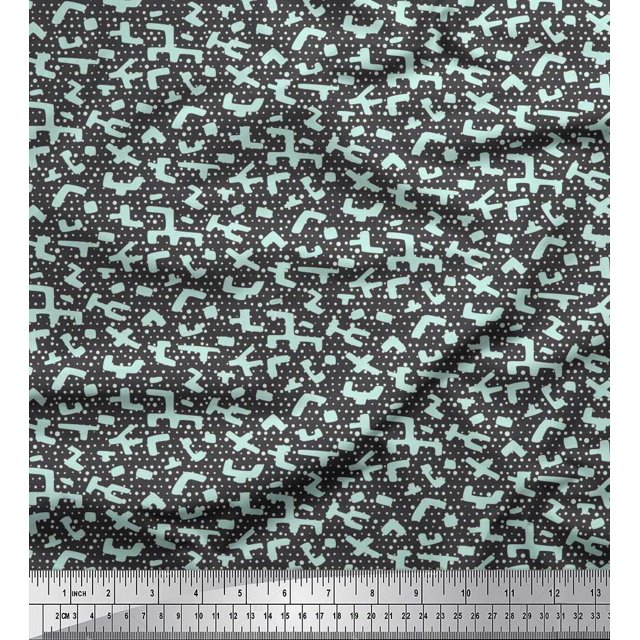 Soimoi Poly Georgette Fabric Dot & Geometric Symbol Decor Fabric Printed Yard 42 Inch Wide