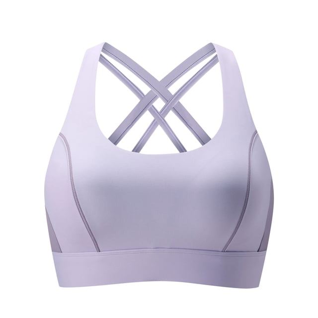 FhsagQ Bra Womens Bras Plus Size Robe Women's Color Block Wireless Sports Bra with Fixed Cups Back Design for Chest Support and Side Control Women Bras Plus Womens Bras Plus Size Push Up Purple S