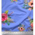thumbnail image 1 of Soimoi polyester Crepe Fabric Leaves & Anemone Flower Print Sewing Fabric Yard 42 Inch Wide, 1 of 3