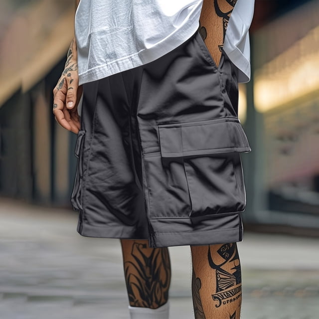 Summer Shorts Military Tactical Shorts for Men Men’s Short Mens Drawstring Shorts with Pockets Cargo Shorts Mens Men's Cargo Shorts for Work, Dark Gray