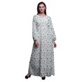 thumbnail image 1 of Bimba Robe Maxi à Manches Longues pour Femmes en Georgette Mousse Imprimée Sirène et Étoile de Mer Océan, Taille Élastique - X-Grand, 1 of 5