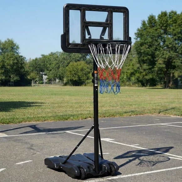 GloryStar Kids Basketball Hoop, Adjustable 5-7 ft Height, 28 Inch Shatterproof PC Backboard, Portable with Wheels and Fillable Base, Perfect for Driveway, Backyard, Indoor or Outdoor Use