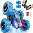 thumbnail image 2 of QUNREDA Voiture Télécommandée pour Enfants de 6 Ans et Plus, Voitures RC Voiture Cascade Jouet 4RM Double Face Télécommande Rotative à 360° avec Phares, Cadeaux d'Anniversaire et de Noël pour Garçons / Filles 6 - 12 1-Bleu et Rose, 2 of 8