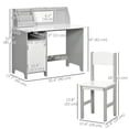 thumbnail image 3 of Qaba Ensemble Bureau et Chaise pour Enfants 2 Pcs avec Tableau Blanc, Rangement, Étagères, Gris, 3 of 10