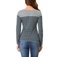 thumbnail image 3 of INSPIRE CHIC Blouse pour Femme à Rayures à Blocs de Couleur à Manches Longues T-Shirt Décontracté TG Gris Bleu, 3 of 7