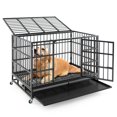 thumbnail image 1 of Gymax Cage pour Chien en Métal Pliable Robuste de 48 Pieds' avec Roulettes Verrouillables Noire, 1 of 10