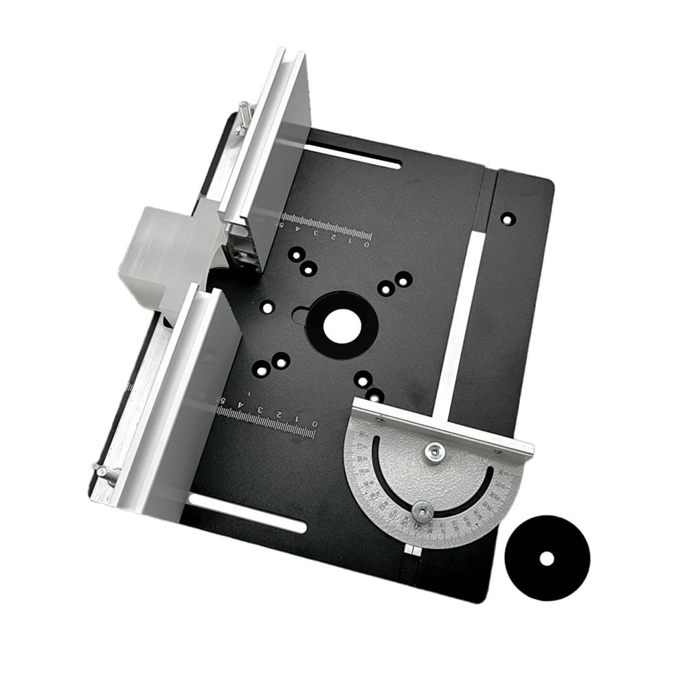 TFixol C8 Woodworking Aluminum Alloy Router Table Insert Plate with Backer Plate and Angle Gauge, 3-Piece Set in Black (Optional Colors: Gold/Silver)